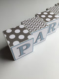 Baby Name Blocks - Blue Gray White