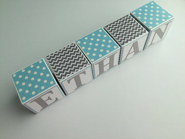 Baby Name Blocks - Blue Gray