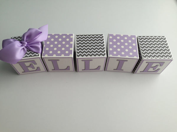 Baby Name Blocks - Lavender Gray