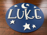 Baby Name Sign for Nursery Stars and Moon
