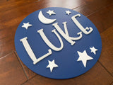 Baby Name Sign for Nursery Stars and Moon