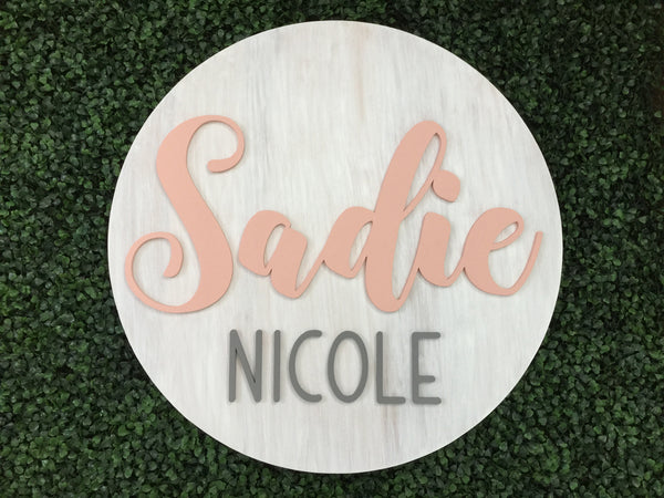 Round Wood Name Sign