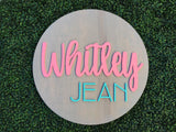 Round Wood Name Sign