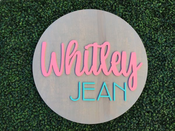 Round Wood Name Sign
