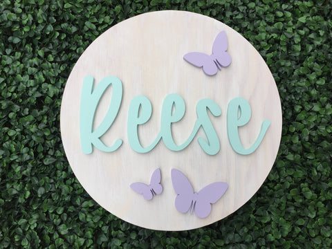 Round Wood Name Sign