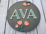 Round Wood Name Sign