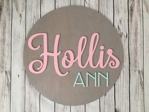 Round Wood Name Sign