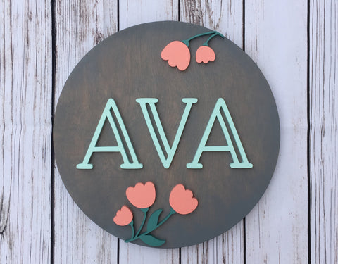 Round Wood Name Sign