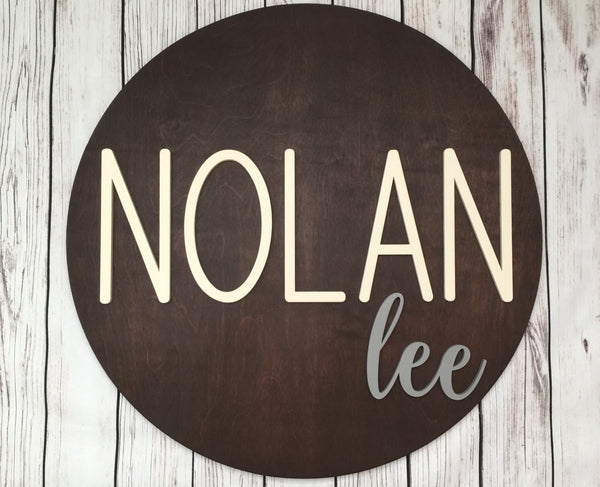 Round Wood Name Sign