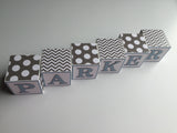 Baby Name Blocks - Blue Gray White