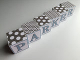 Baby Name Blocks - Blue Gray White
