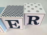 Baby Name Blocks - Navy Blue Gray