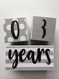 Baby Age Blocks - Gray White