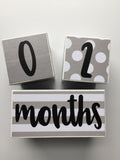 Baby Age Blocks - Gray White