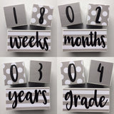 Baby Age Blocks - Gray White