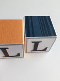 Baby Name Blocks - Navy Orange Gray